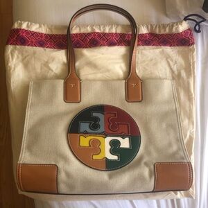 Tory Burch Multicolor Logo Small Elle Canvas Tote Bag